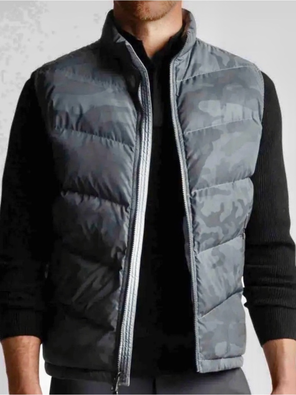 Peter Millar Crown Apres Ski Charcoal Camo Quilted Vest